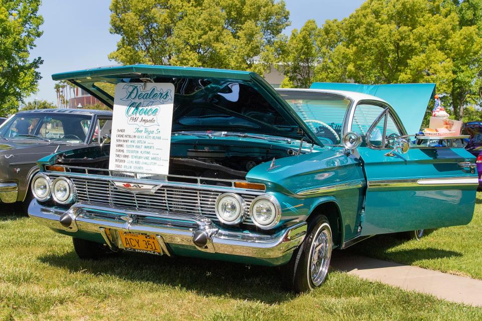 A 1961 Chevy Impala owned by Tom Vega Sr. participated in the car show at the Cinco De Mayo Festival in Stockton on Sunday, May 1.   