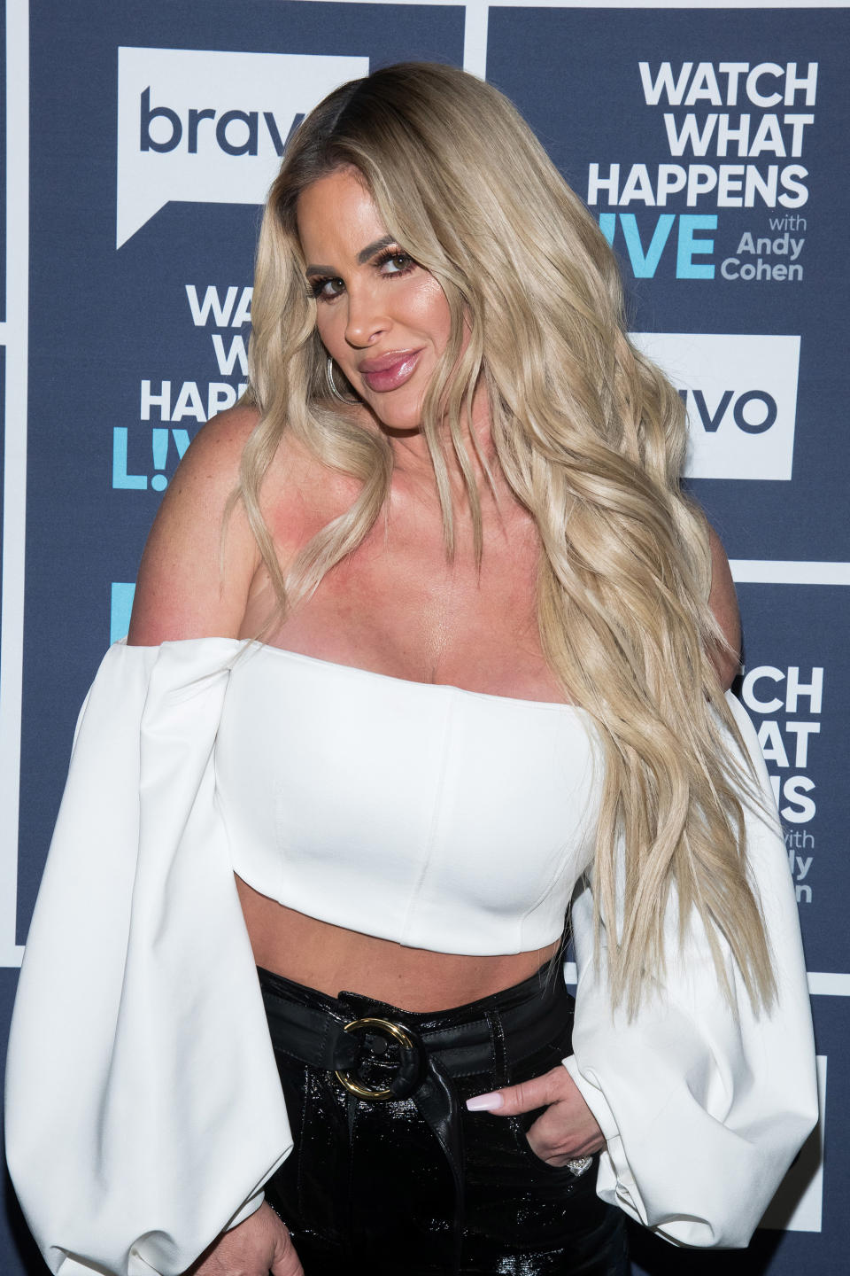 Kim Zolciak-Biermann visits the set of <em>Watch What Happens Live.</em> (Photo: Charles Sykes/Bravo/NBCU Photo Bank via Getty Images)