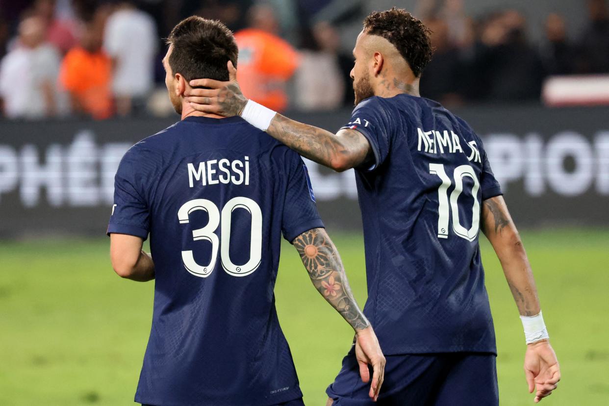 Lionel Messi and Neymar Jr. with Paris Saint-Germain.
