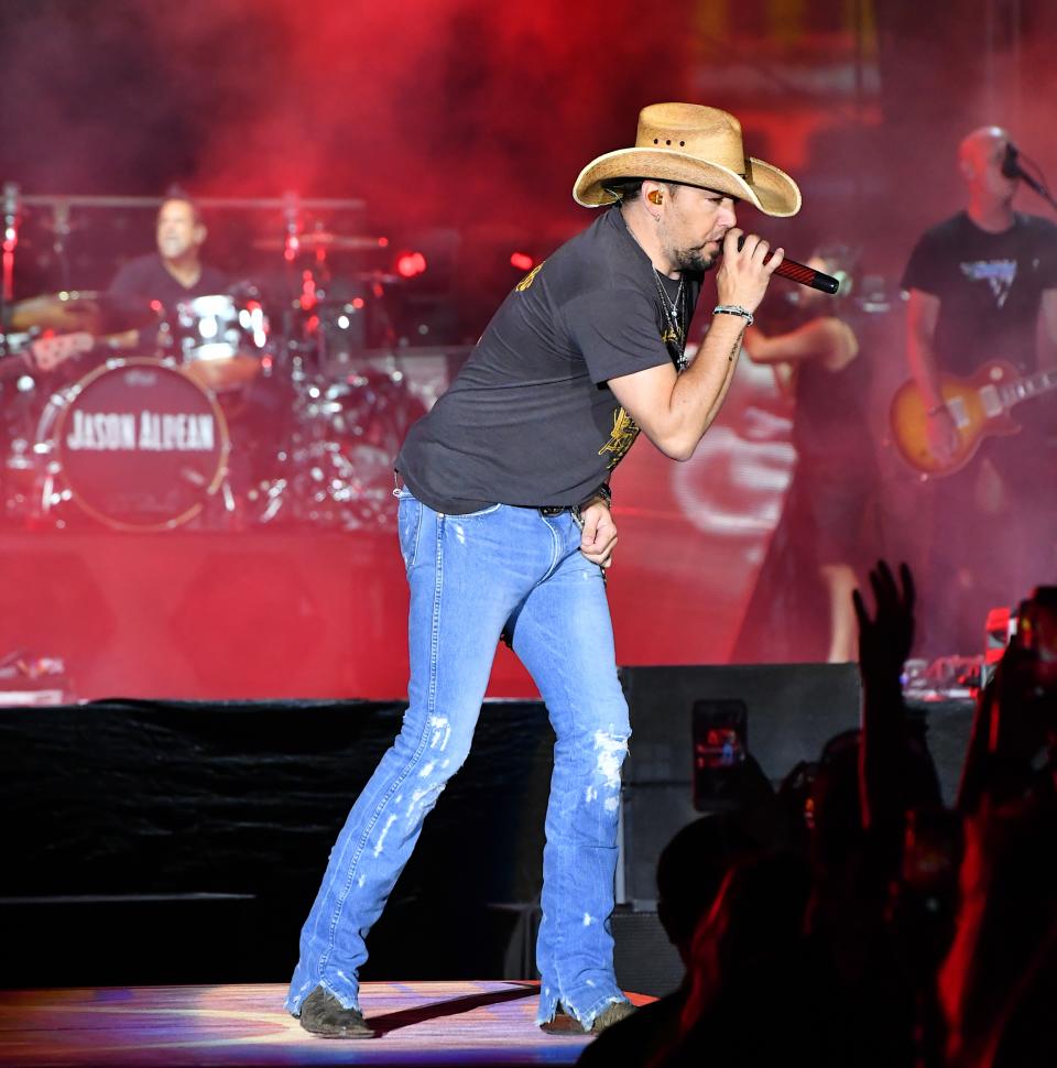 <p>Just months later, before we could process what happened in Manchester, Jason Aldean was mid-performance at the “Route 91 Harvest” festival in Las Vegas in October when the deadliest mass shooting in U.S. history occurred. Fifty-eight people died and about 500 were injured when a gunman opened fire at the crowd from his Mandalay Bay hotel room. “Tonight has been beyond horrific,” <a rel="nofollow" href="https://www.yahoo.com/entertainment/jason-aldean-performing-las-vegas-shooting-heartbroken-stop-hate-115140597.html" data-ylk="slk:the country singer shared;elm:context_link;itc:0;sec:content-canvas;outcm:mb_qualified_link;_E:mb_qualified_link;ct:story;" class="link  yahoo-link">the country singer shared</a>. “I still don’t know what to say but wanted to let everyone know that Me and my Crew are safe…. It hurts my heart that this would happen to anyone who was just coming out to enjoy what should have been a fun night.” (Photo: Getty Images) </p>