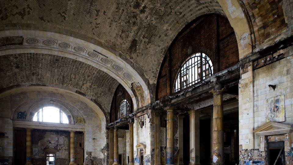 Michigan Central Train Station on December 17, 2008. The decades-long decline of the US automobile industry is acutely reflected in the urban decay of Motor City. - Timothy Fadek/Corbis/Getty Images