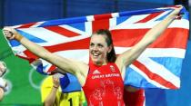 2016 Rio Olympics - Hockey - Final - Women's Gold Medal Match Netherlands v Britain - Olympic Hockey Centre - Rio de Janeiro, Brazil - 19/08/2016. Giselle Ansley (GBR) of Britain celebrates her team's gold medal win. REUTERS/Vasily Fedosenko