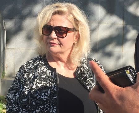 FILE PHOTO: Anti-abortion activist, Sandra Merritt, waits outside Superior Court in San Francisco, California, U.S., May 3, 2017. REUTERS/Lisa Fernandez/File Photo