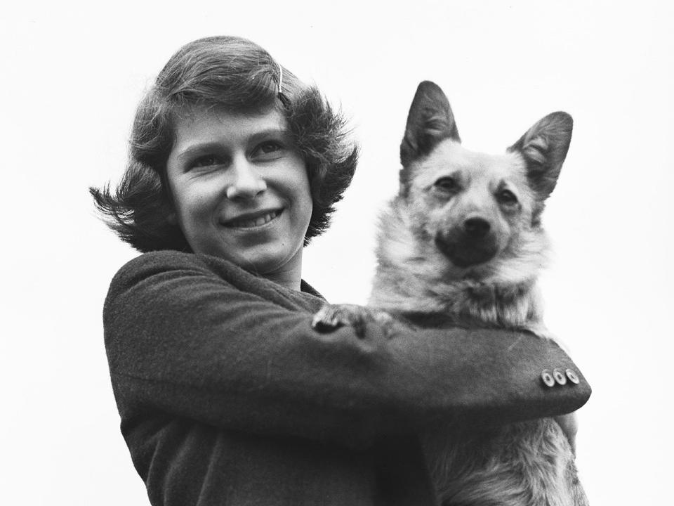 The Royal Princess Elizabeth holding a Pembroke Welsh Corgi dog, April 1940. / Credit: Lisa Sheridan/Hulton Archive/Getty Images