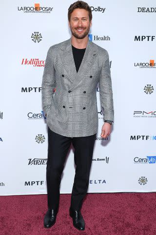 <p> Leon Bennett/Getty</p> Glen Powell