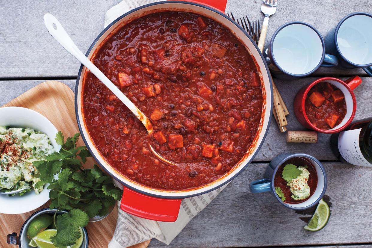 Chili with Cilantro, Limes, etc.