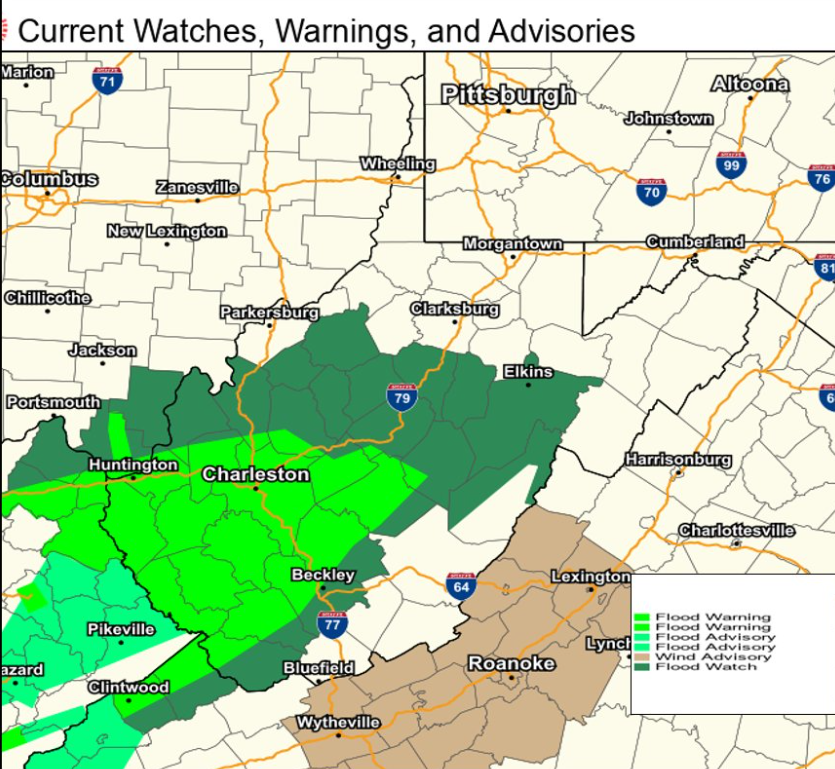 As flood warnings continued Friday in several counties in southern and central West Virginia. Gov. Jim Justice declared a state of emergency after storms rolled through one day earlier.