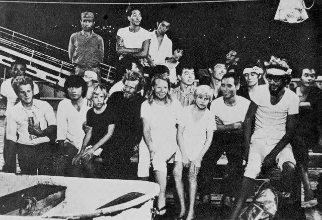 <p>Provided by Douglas Robertson</p> The Robertson family following their rescue by a Japanese boat after being stranded in the Pacific for 38 days