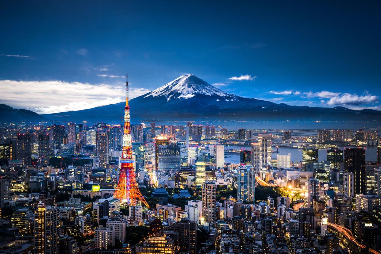 mount fuji and tokyo skyline