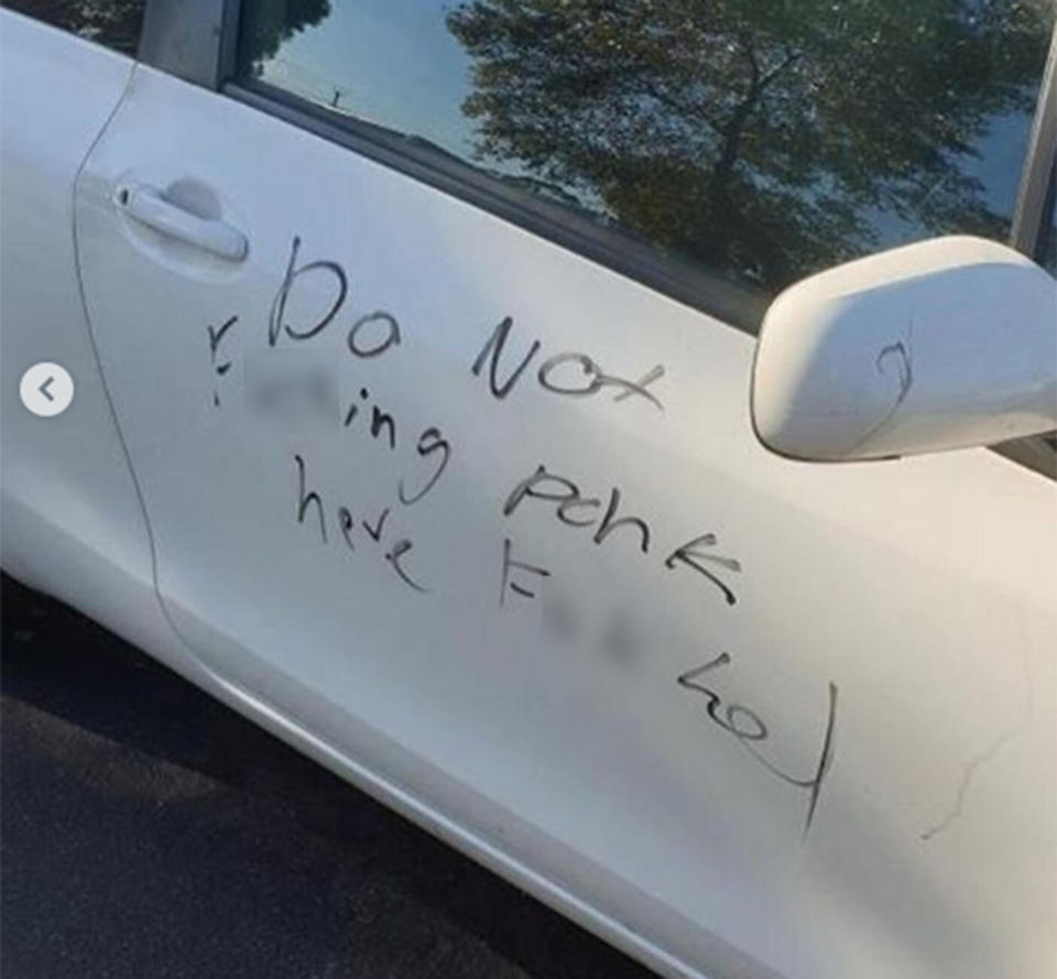 The Toyota was vandalised at the Adelaide suburb of Valley View. Source: g.brewer90/ Instagram