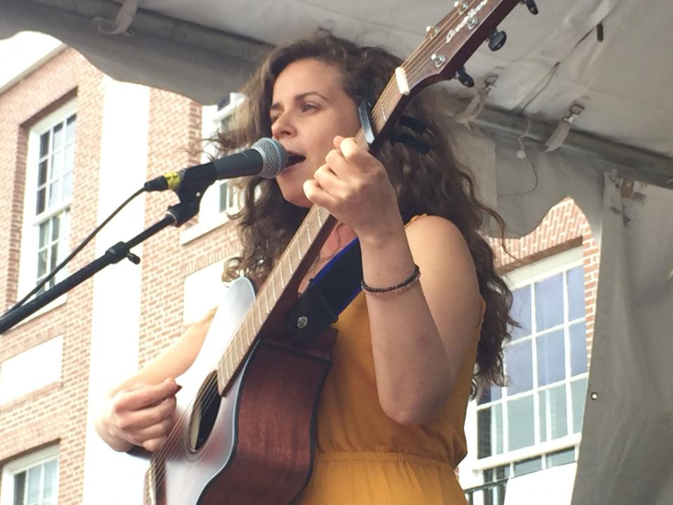 Vermont musician Marcie Hernandez performs June 11, 2021 on the Church Street Marketplace during the Burlington Discover Jazz Festival.