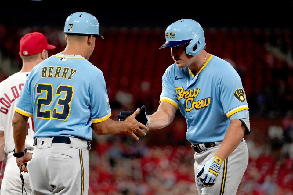 When former Tiger Quintin Berry wears the Brewers' "City Connect" uniforms as their first-base coach, he is, indeed, a blue Berry.