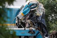 View of a site of a train crash near the town of Domazlice