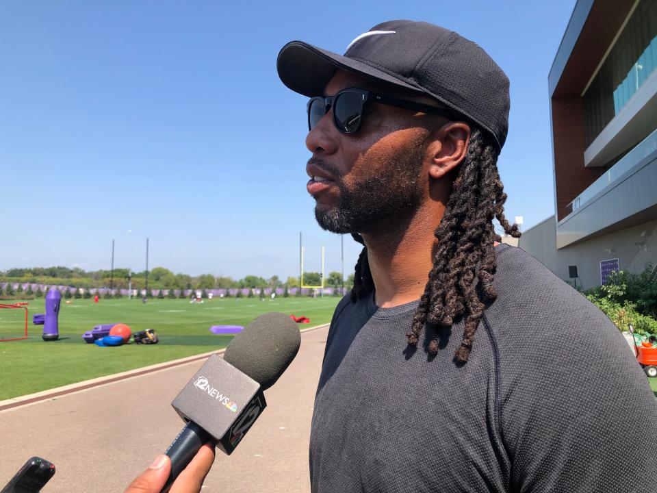 Former Arizona Cardinals star Larry Fitzgerald attended Cardinals-Vikings practice Wednesday