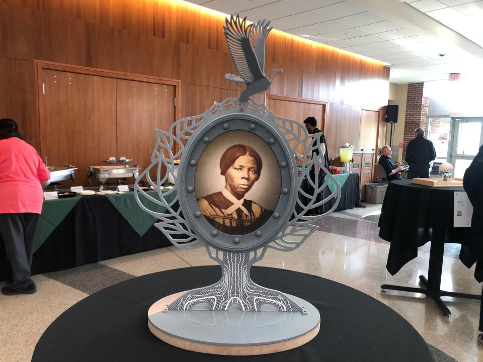 'Liberation in Motion,' created by artist Traer Price, is one of five final designs being considered for the Harriet Tubman statue that will be erected behind Binghamton University's Downtown Center.