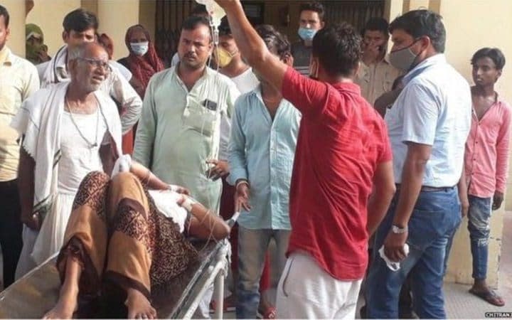 Police in India say the woman was attacked after her husband was convinced by a priest that she was going to give birth to another daughter - -/-