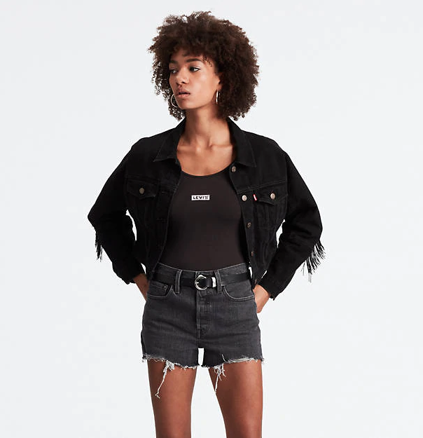 Future fringed trucker jacket