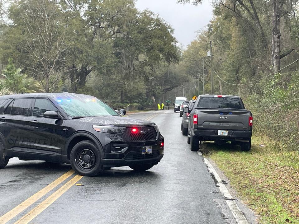 Deputies vehicles blocked a section of a roadway on Saturday morning in Silver Springs after a deputy involved shooting.