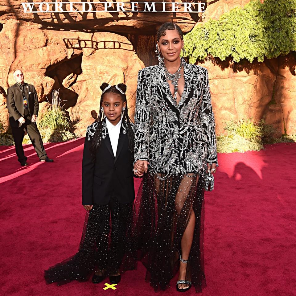 Blue Ivy Carter and Beyonce Knowles-Carter attend the World Premiere of Disney's THE LION KING (Getty Images for Disney)