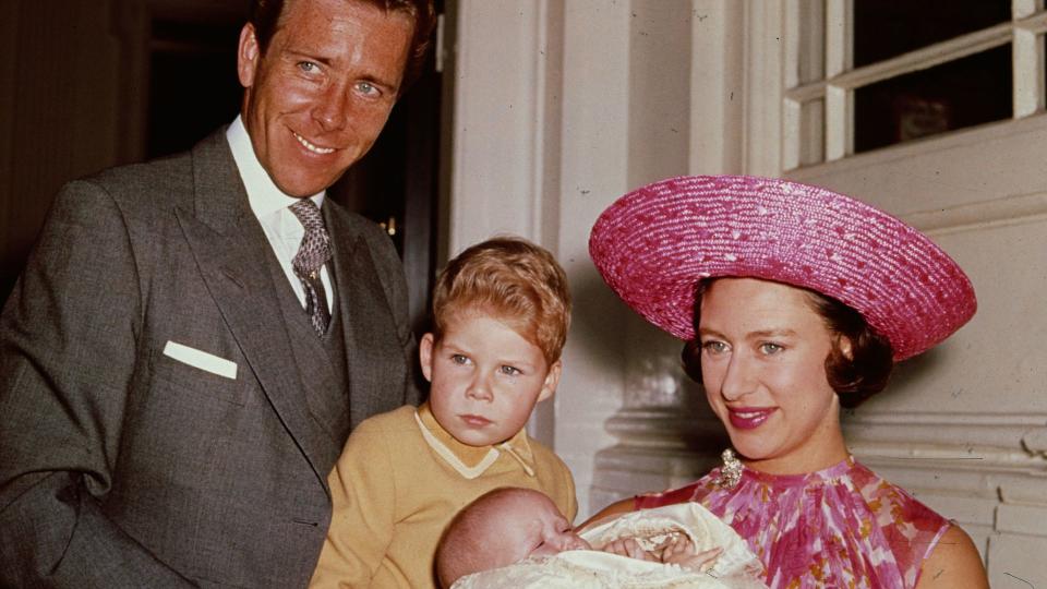 Antony Armstrong-Jones and Princess Margaret with David Armstrong-Jones and a baby Lady Sarah Chatto