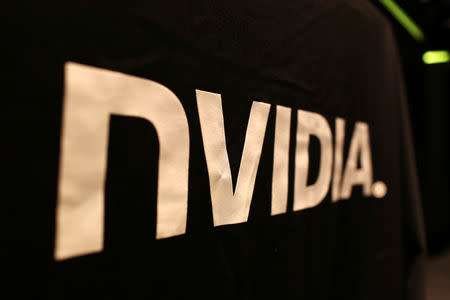 FILE PHOTO: The logo of technology company Nvidia is seen at its headquarters in Santa Clara, California February 11, 2015. REUTERS/Robert Galbraith/File Photo