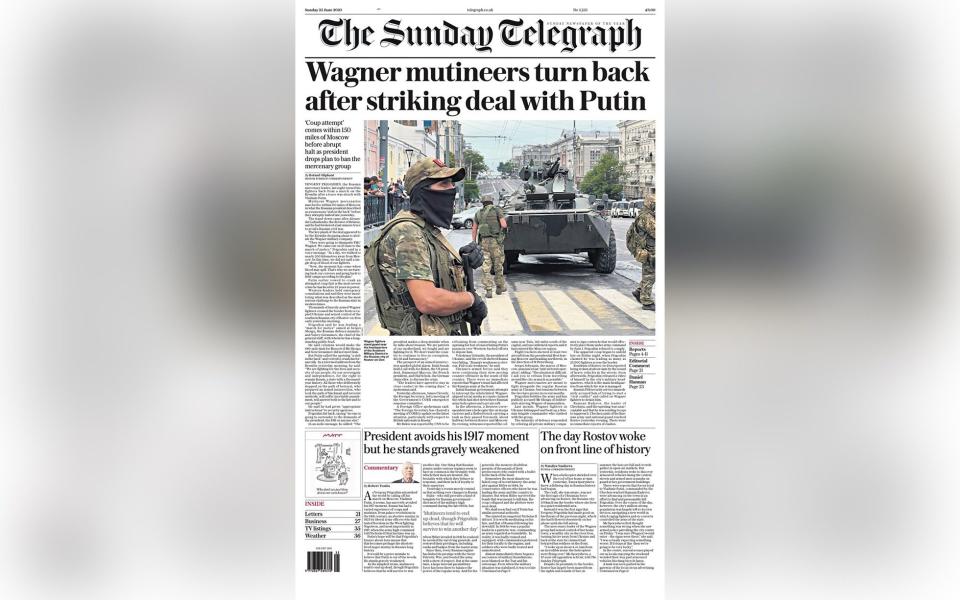 Front Page of the Sunday Telegraph