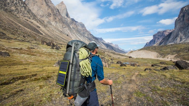 backpacker with a fully loaded backpack