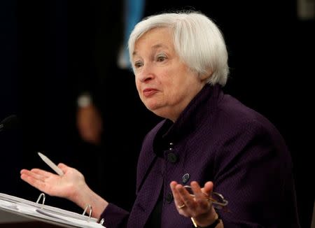 United States Federal Reserve Chair Janet Yellen holds a news conference following the two-day Federal Open Market Committee meeting in Washington, U.S., September 21, 2016. REUTERS/Gary Cameron