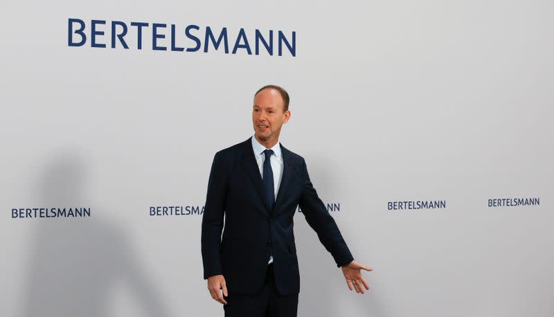 FILE PHOTO: German media group Bertelsmann CEO Rabe poses for the media prior to annual news conference Berlin