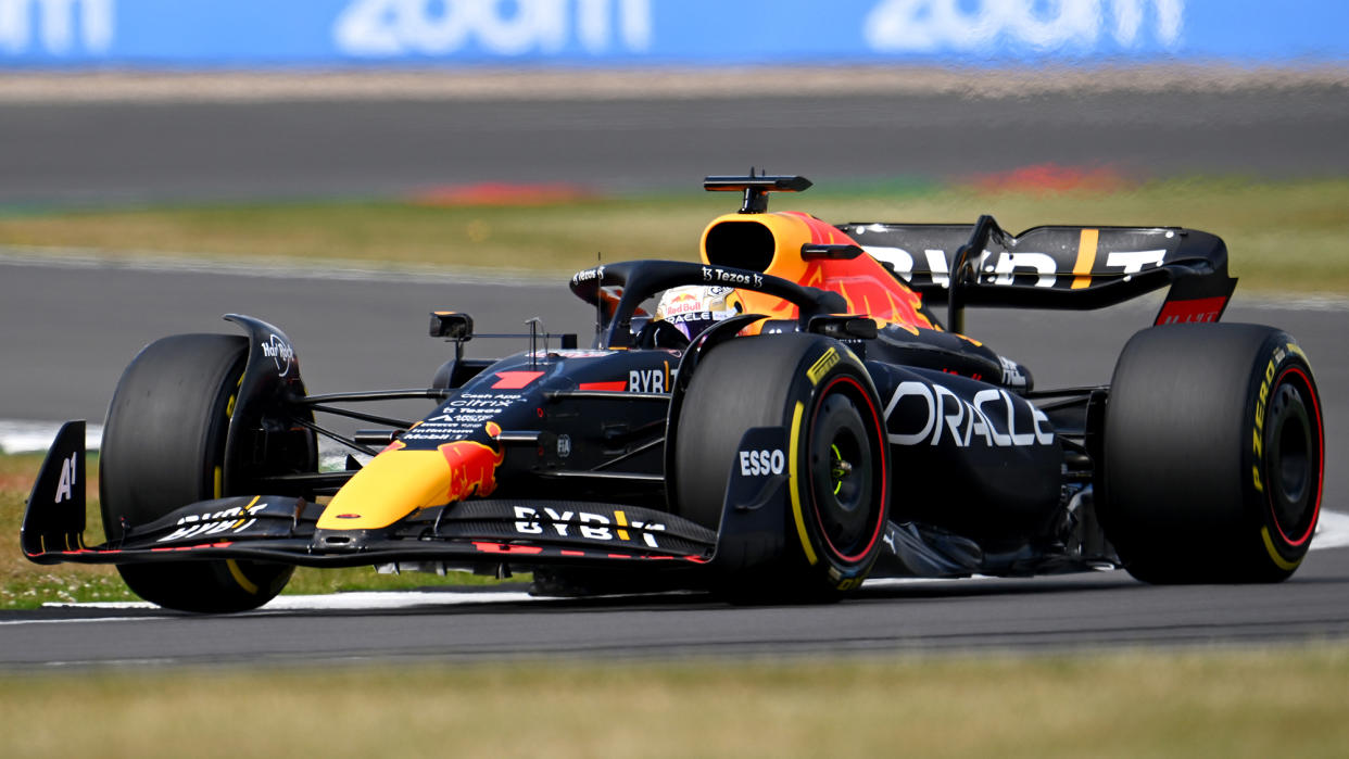  Max Verstappen of the Netherlands driving the (1) Oracle Red Bull Racing RB18 on track during the F1 British Grand Prix live stream at Silverstone  