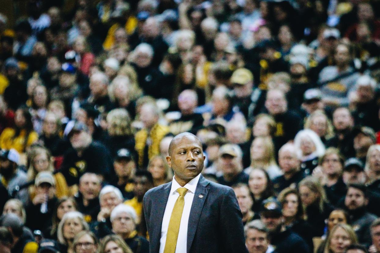 Missouri head coach Dennis Gates looks on during Alabama's 85-64 win over the Tigers on January 21, 2023, in Columbia, Mo.