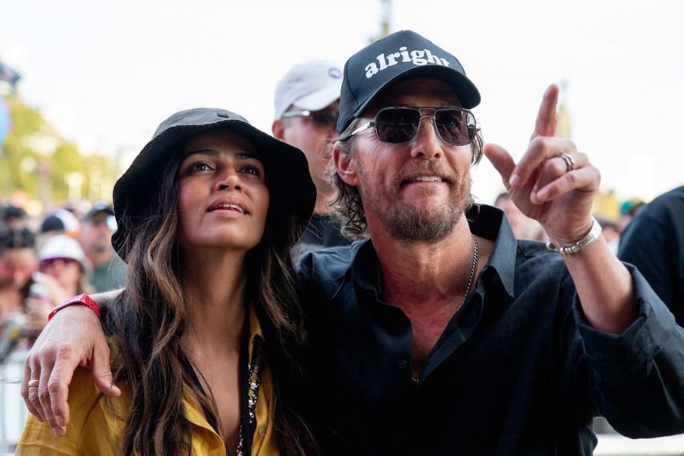 Camila Alves McConaughey and Matthew McConaughey at Austin City Limits Music Festival on October 7, 2023 in Austin, Texas.