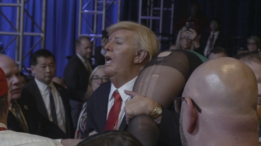 Sacha Baron Cohen, dressed as President Trump, in the movie "Borat Subsequent Moviefilm."