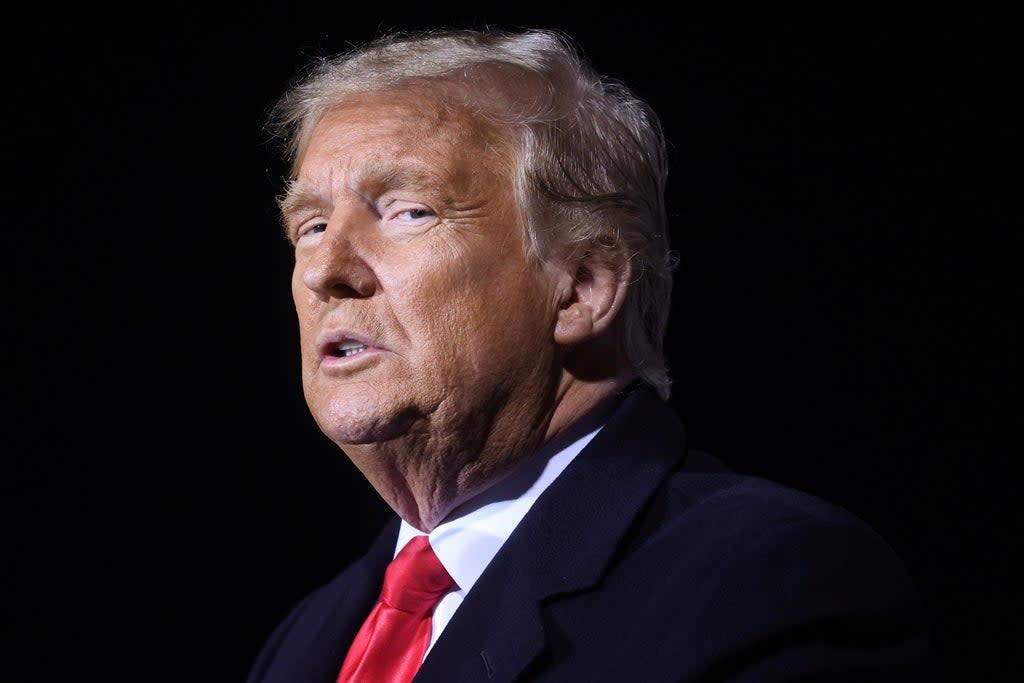 Donald Trump holds a campaign rally in Johnstown, Pennsylvania, in October 2020 (REUTERS)