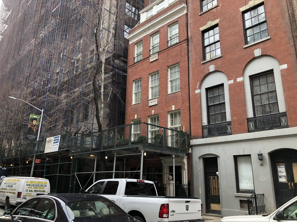 The apartment block on East 65th Street, Manhattan, where housekeeper Marites Fortaliza was trapped in a lift for three days.