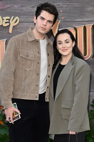 <p>Karwai Tang/WireImage</p> Luke Newton and Jade Louise Davies at Jungle Cruise UK premiere