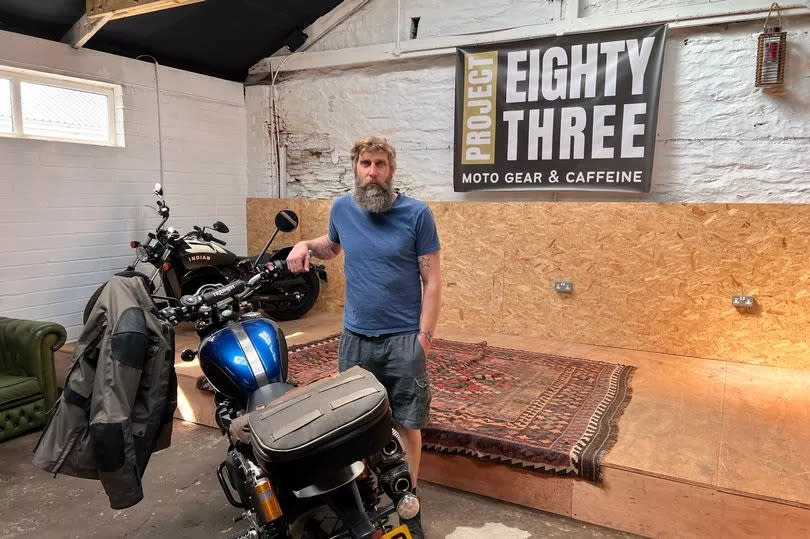 Gillan Pope, who set up Project 83, a bikers-themed shop and coffee shop in Wesley Yard, Newquay