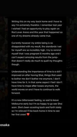 <p>Naomi Osaka/Instagram</p> Naomi Osaka's statement