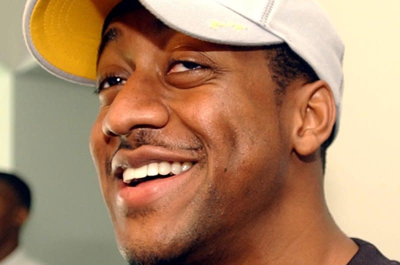 Jaleel White who played the part of Steven Urkel in the hit television show, "Family Matters," laughs it up during the Joe Torre Celebrity luncheon at Busch Stadium in St. Louis in 2002. File Photo by Bill Greenblatt/UPI