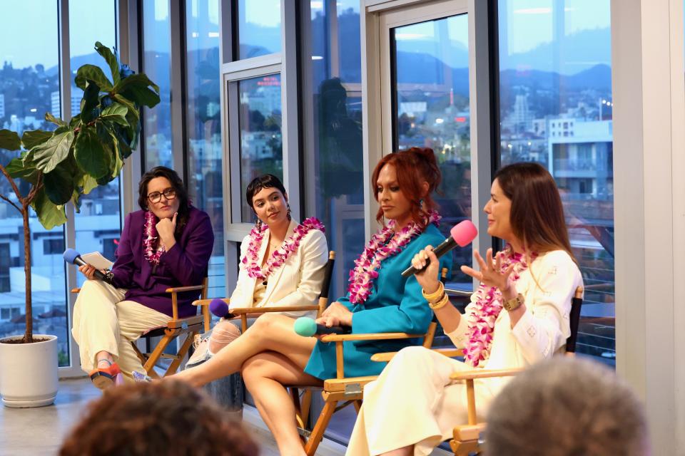 (L-R): Dana Ledeoux Miller, Auli'i Cravalho, Sasha Colby, and Naomi Scott