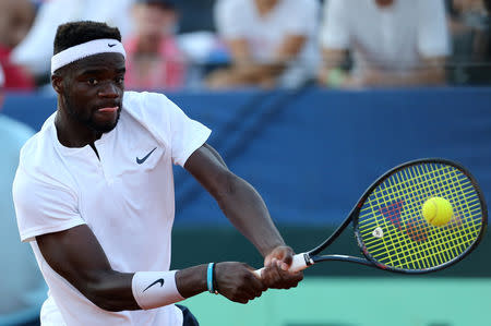 Tennis - Davis Cup - World Group Semi-Final - Croatia v United States - Sportski centar Visnjik, Zadar, Croatia - September 16, 2018 Frances Tiafoe of the U.S. in action during his match against Croatia's Borna Coric REUTERS/Antonio Bronic