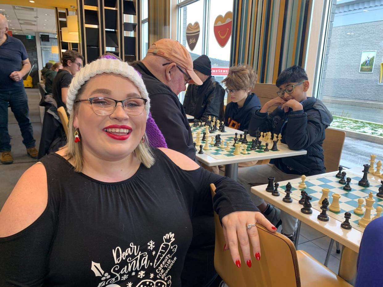 Melissa Hayes, the manager of McDonald's on Kenmount Road, says the franchise was  the first in Canada to include chess as part of its family fun night.  (Heather Barrett/CBC - image credit)