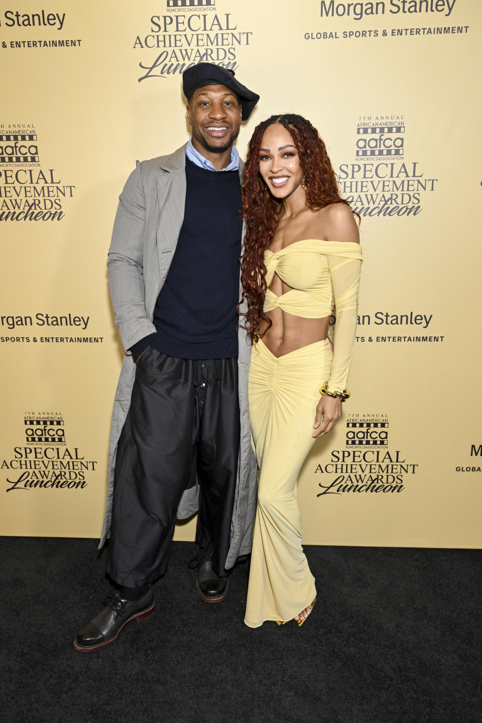 Jonathan Majors and Meagan Good at the AAFCA Special Achievement Awards Luncheon