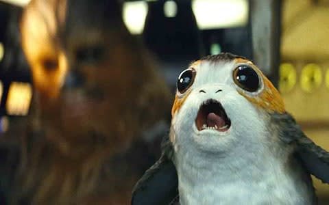 Chewbacca and a porg