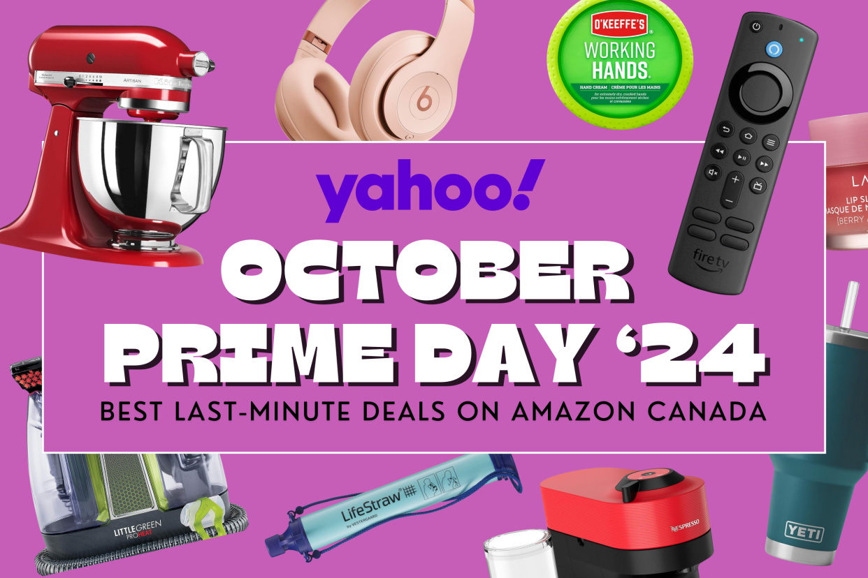 best last minute amazon prime day 2024 deals in canada, kitchenaid mixer, bissell vacuum, lifestraw, beats headphones, okeefes hand cream, amazon fire tv stick, nespresso machine, laneige lip mask, yeti tumbler