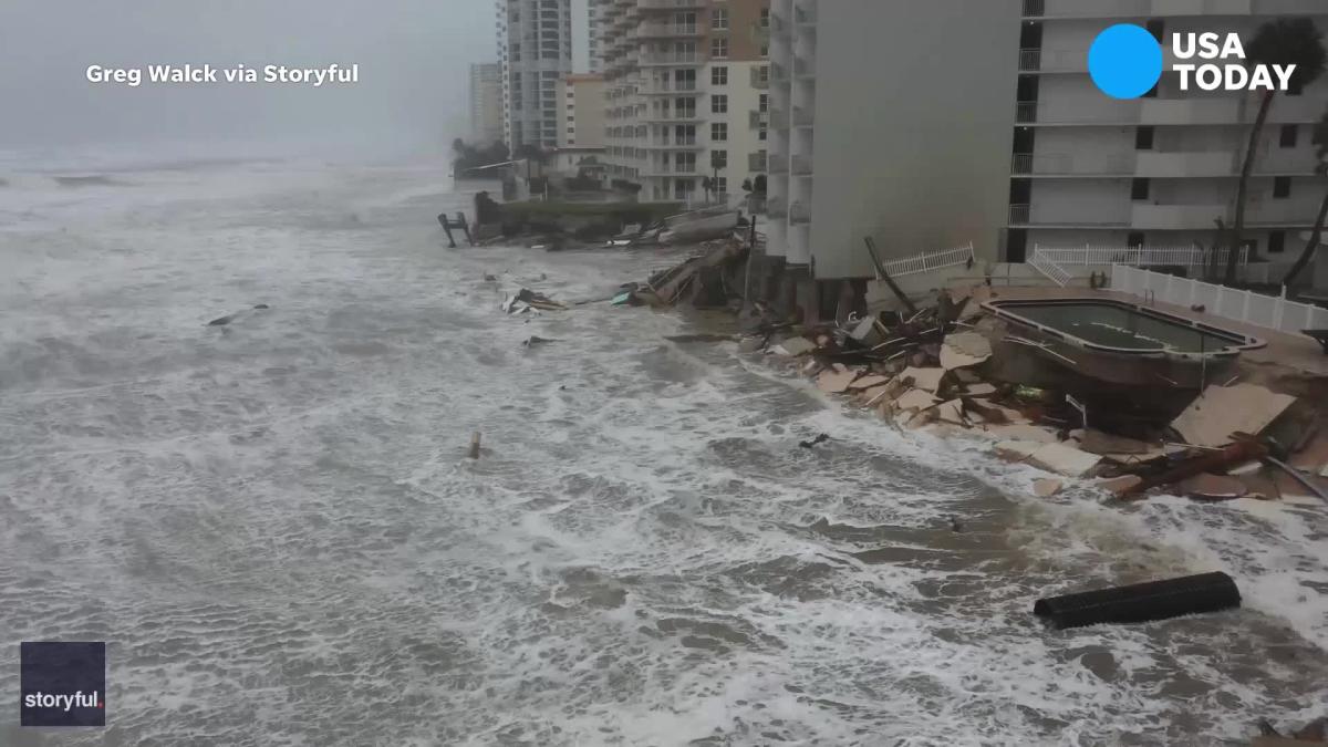 Drone footage shows signifiant damage in Daytona Beach Shores from