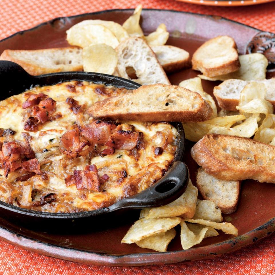 Hot Caramelized Onion Dip with Bacon and Gruyère