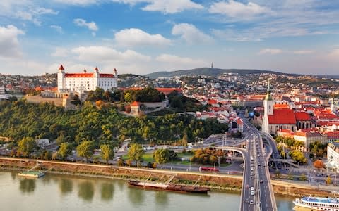 An aerial view of Bratislava, including the castle - Credit: iStock