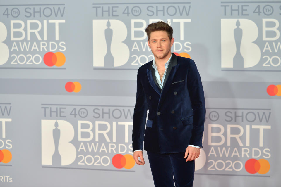 LONDON, ENGLAND - FEBRUARY 18: (EDITORIAL USE ONLY)  Niall Horan attends The BRIT Awards 2020 at The O2 Arena on February 18, 2020 in London, England. (Photo by Jim Dyson/Redferns)