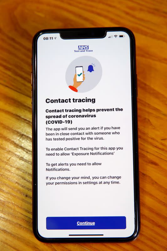 FILE PHOTO: Photo illustration of the NHS COVID-19 contact tracing app